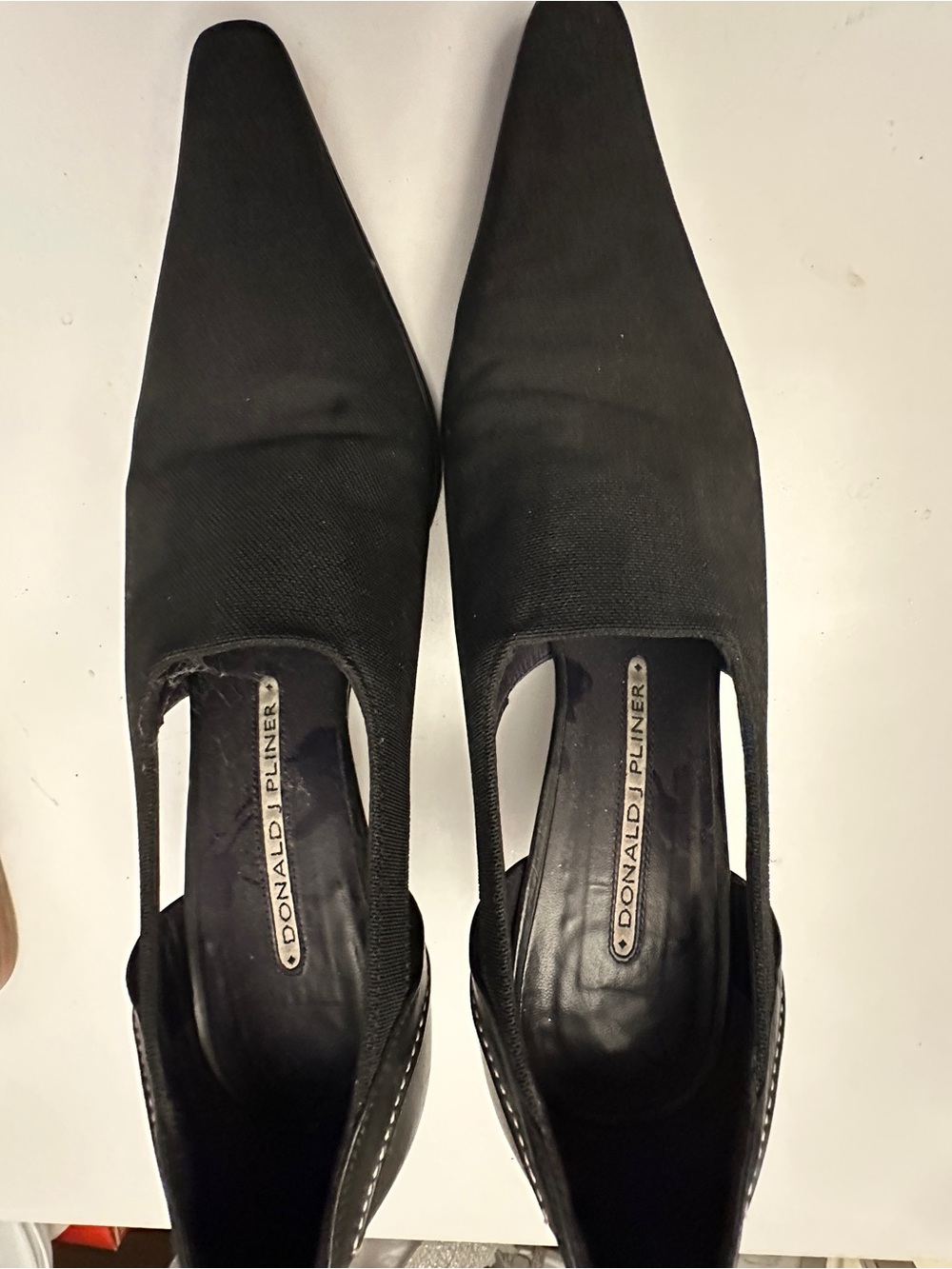 Donald J. Pliner Black Square-Toe Slingback Mules with Cutout Sides